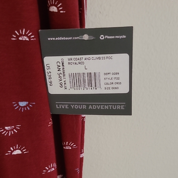 NWT: Eddie Bauer Red Patterned Midi Dress - Picture 5 of 6